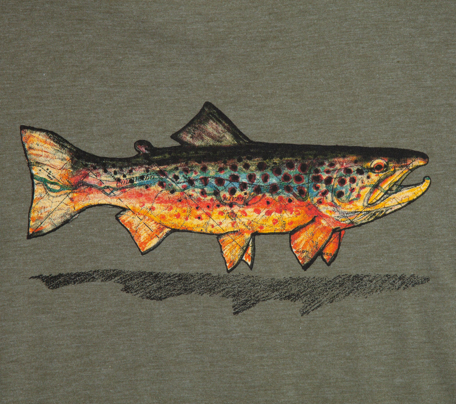  Olive Brown Trout Print